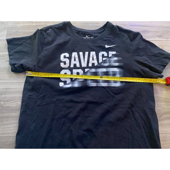 Savage Speed Nike Mens Activewear Short Sleeve T Shirt Black Crew Neck Dri Fit L - Picture 7 of 12